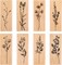 Rubber Stamps for Crafting, 8 Pcs Mounted Wood Stamps Vintage Plant Flower Decorative Ink Stamp Set